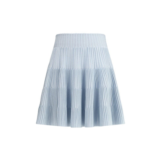 Balmain Light Blue Viscose Mini Skirt