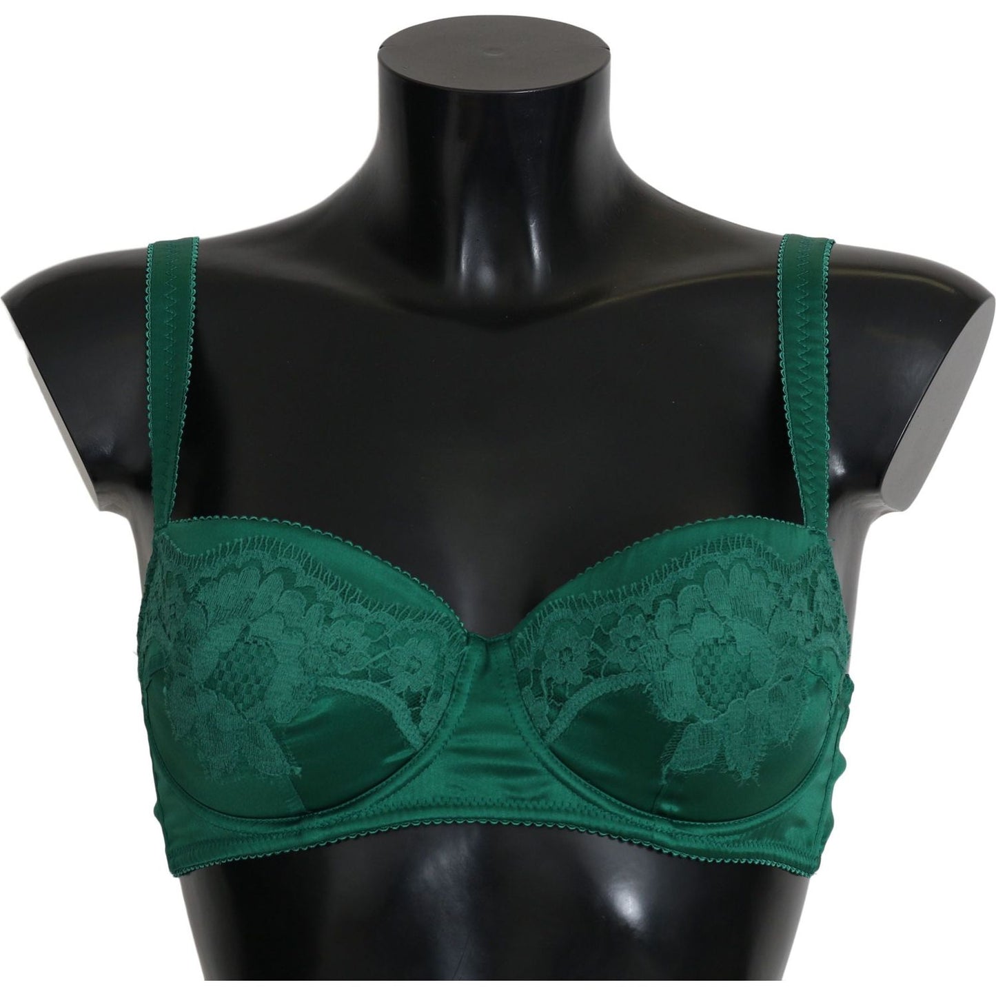 Dolce & Gabbana Enchanting Green Floral Lace Silk Bra Dolce & Gabbana