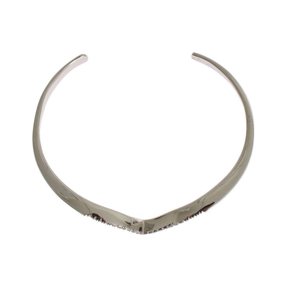 Nialaya Elegant Silver Bangle Cuff with Clear CZ Accents Bracelet Nialaya