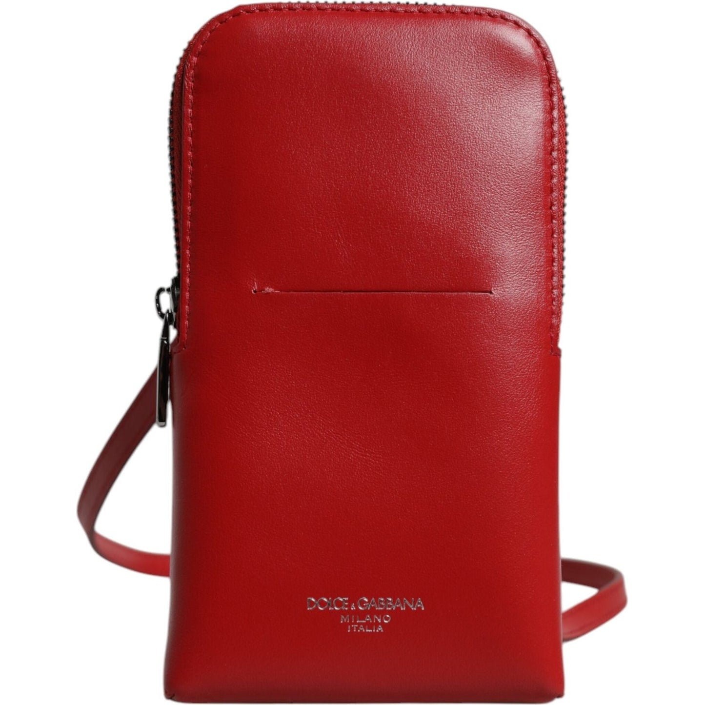 Dolce & Gabbana Red Leather Purse Phone Sling Crossbody Neck Strap Bag