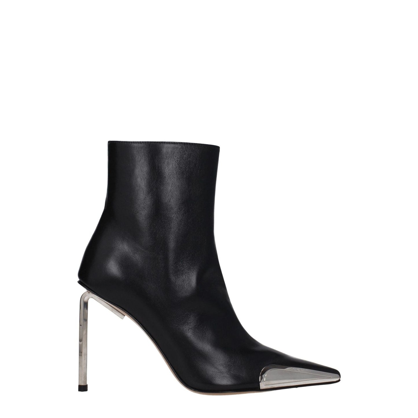 Off-White Black Leather Ankle Boots