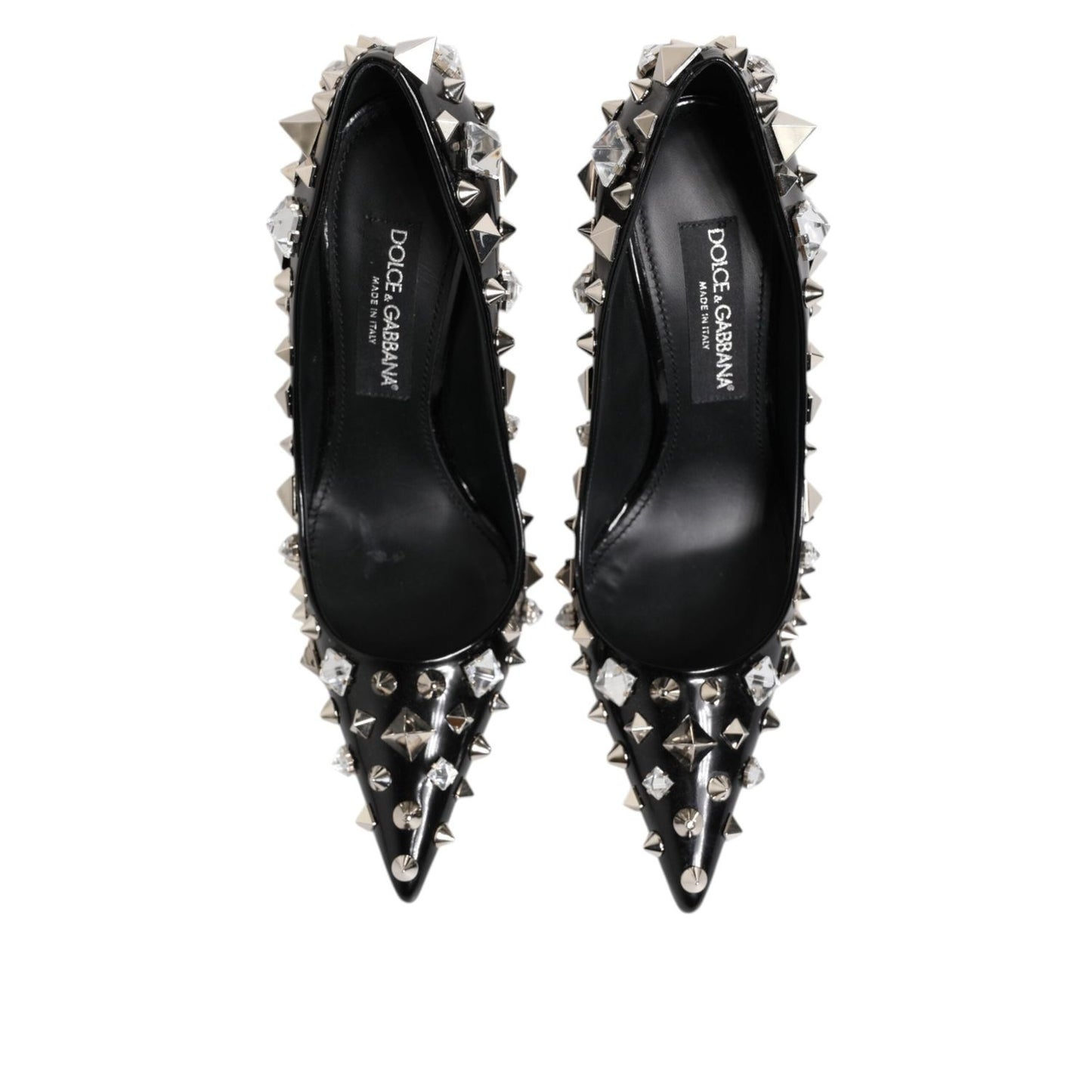 Dolce & Gabbana Black Crystals Studs Stiletto Pumps Shoes