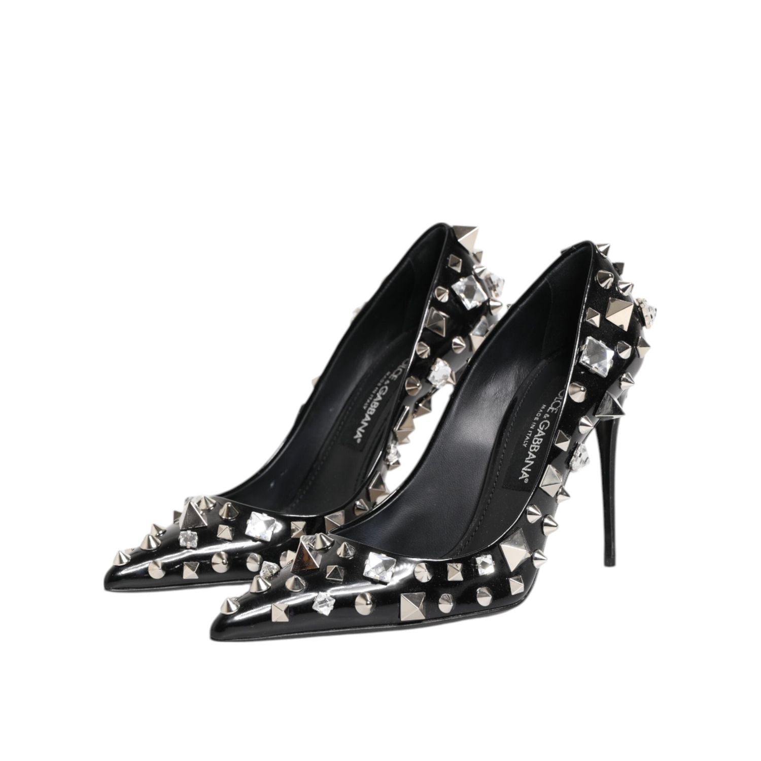 Dolce & Gabbana Black Crystals Studs Stiletto Pumps Shoes
