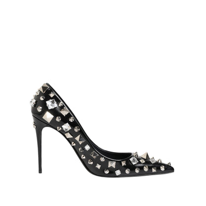 Dolce & Gabbana Black Crystals Studs Stiletto Pumps Shoes