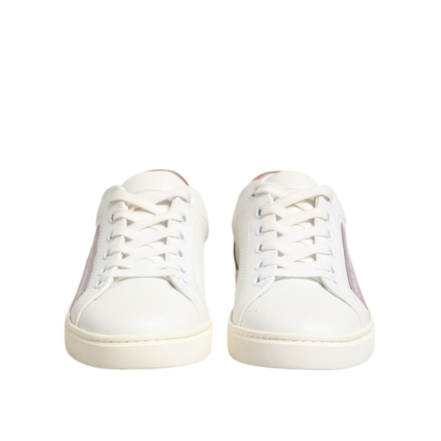 Dolce & Gabbana White Pink Leather Low Top Sneakers Shoes