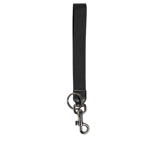 Dolce & Gabbana Black Red DG Logo Polyester Silver Men Keychain Keyring