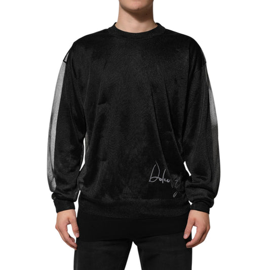 Dolce & Gabbana Black Polyester Pullover Sweatshirt Sweater