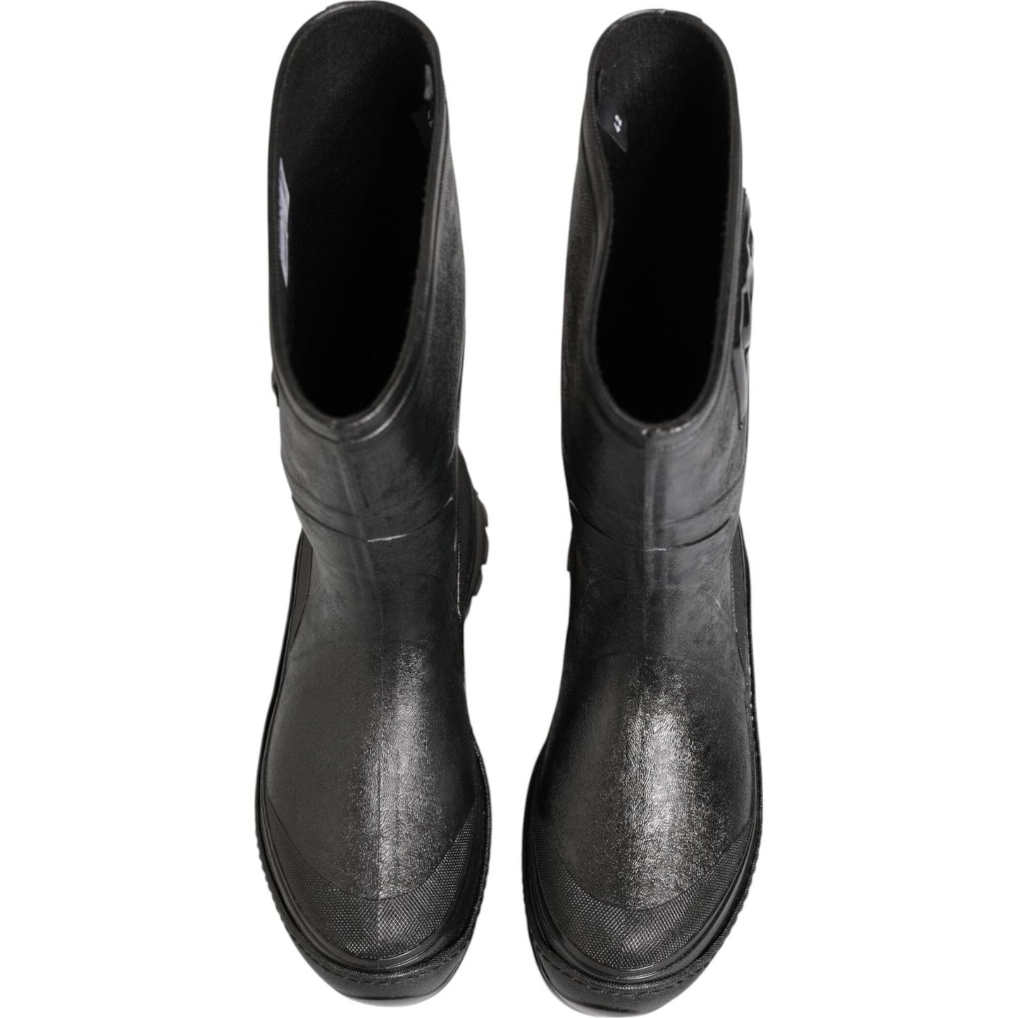 Dolce & Gabbana Metallic Black Pull On Rain Boots Men Shoes