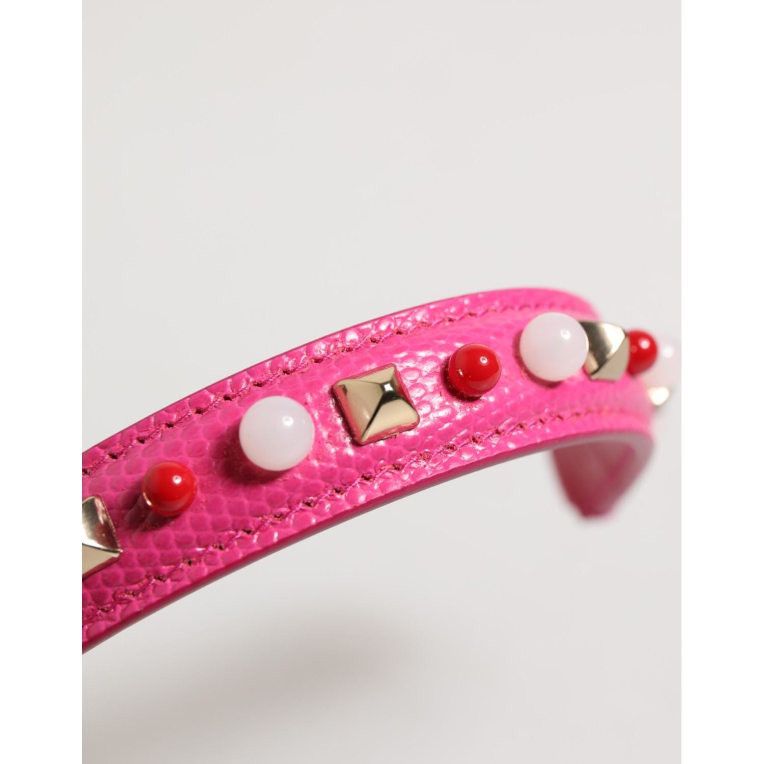 Dolce & Gabbana Pink Embellished Leather Bag Handle Women Shoulder Strap