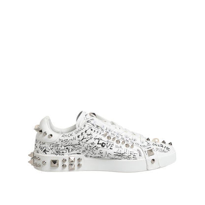 Dolce & Gabbana White Portofino Studded Men Sneakers Shoes