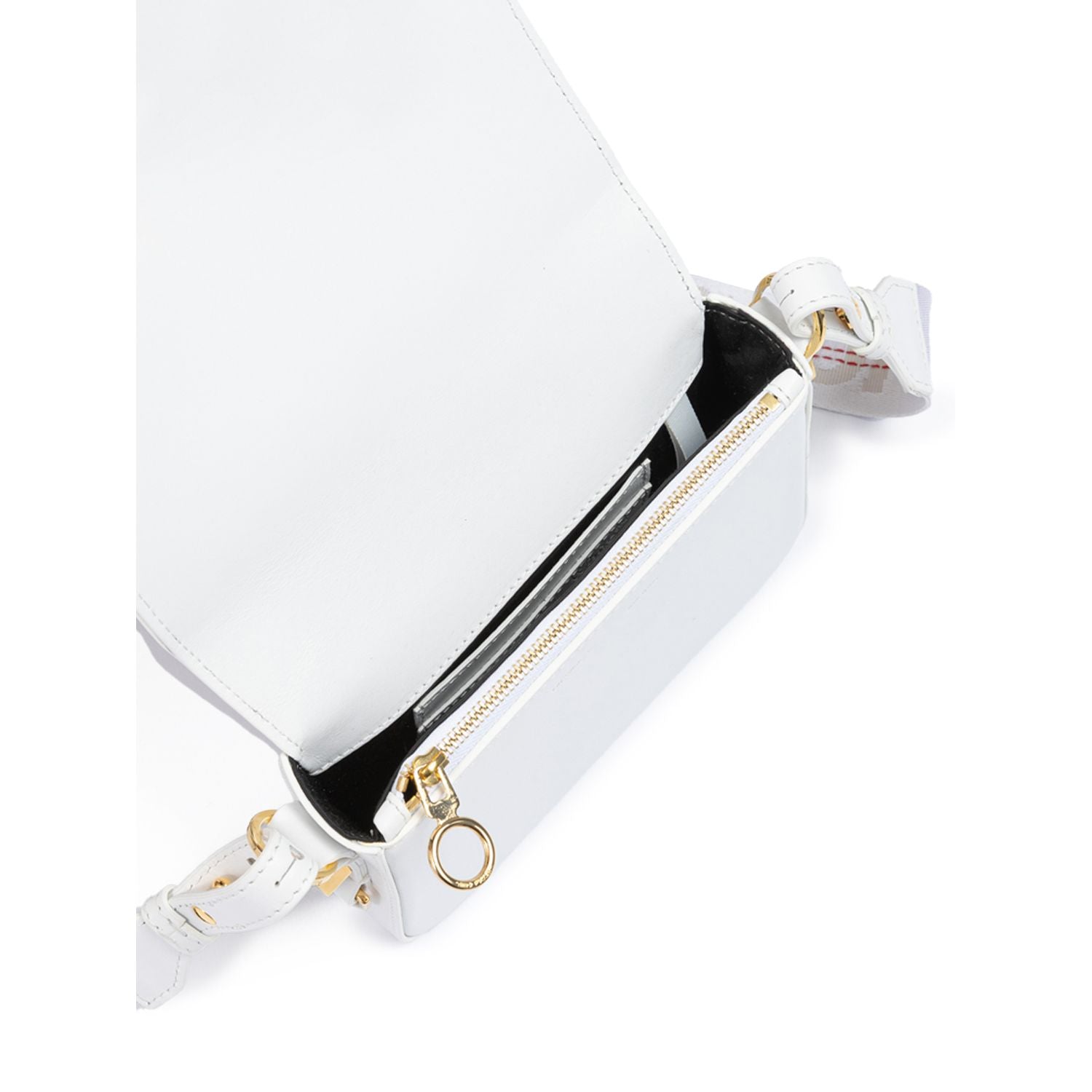 Off-White White/Gold  Metallic Stripe Mini Crossbody Bag
