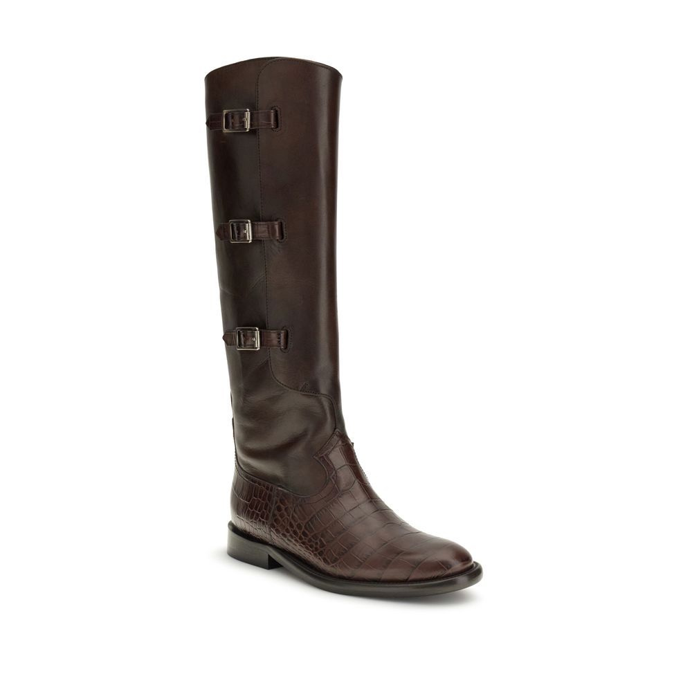 Paris Texas Brown Leather Lace-Up Boots