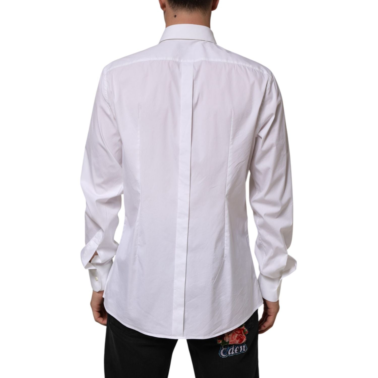 Dolce & Gabbana White Cotton GOLD Long Sleeves Formal Shirt
