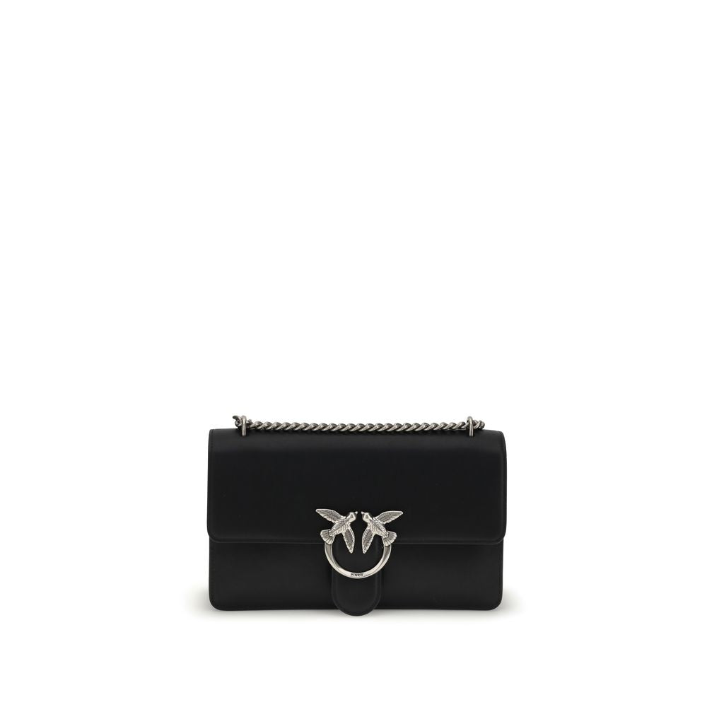 PINKO Black Calf Leather Bos Taurus Shoulder Bag