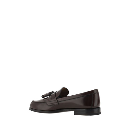 Prada Brown Calf Leather Bos Taurus Slip-On Loafers