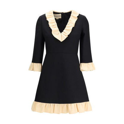 Valentino Black Fleece Wool Cocktail Dress