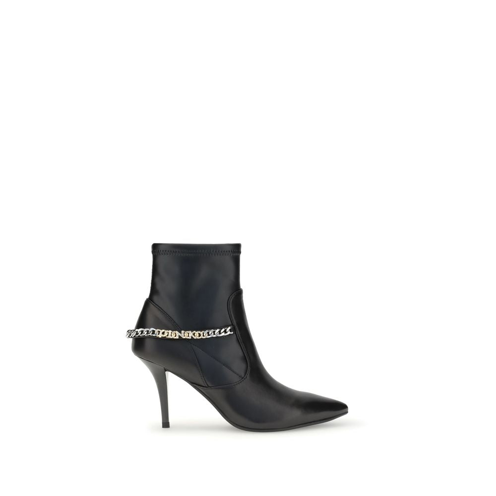 PINKO Black Calf Leather Bos Taurus Ankle Boots