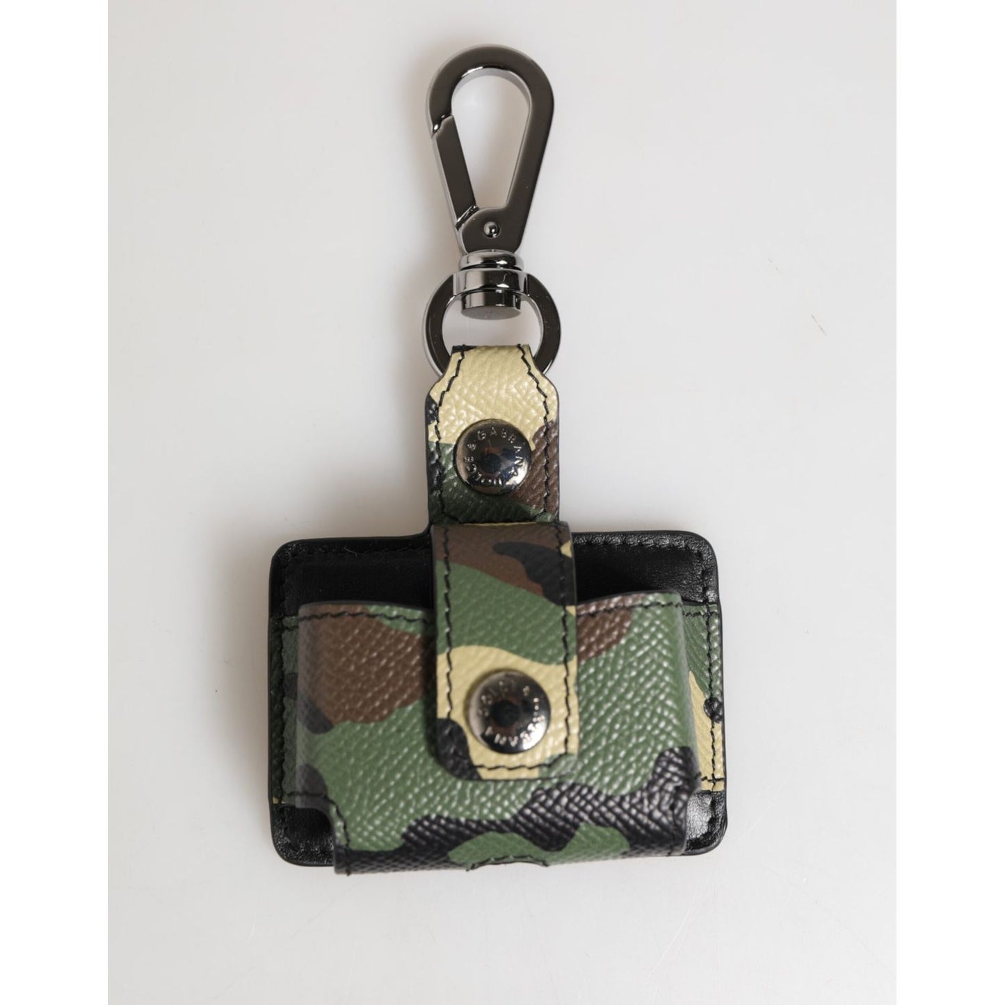 Dolce & Gabbana Multicolor Camouflage Leather Metal Accessory Airpods Case