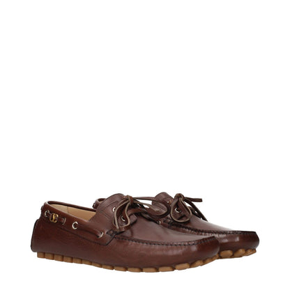 Valentino Garavani Brown Leather Slip-On Loafers