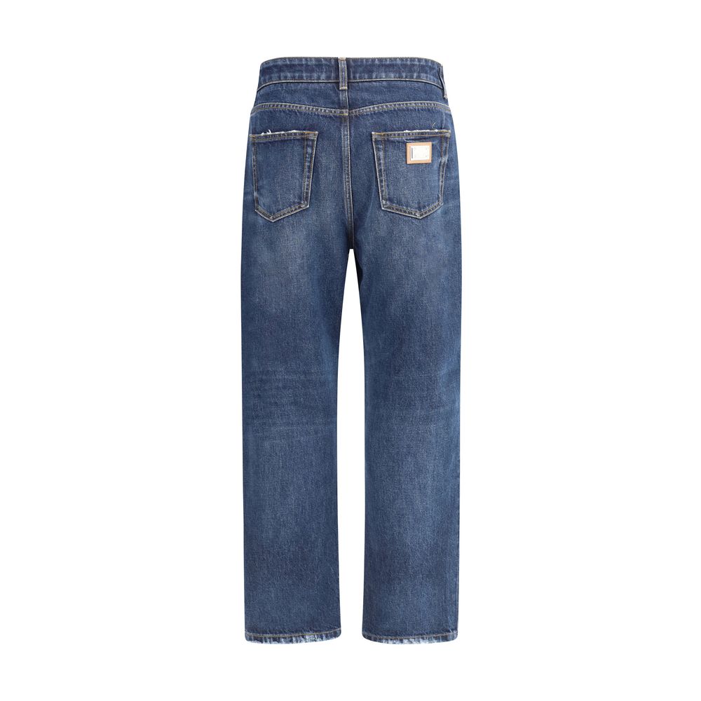 Dolce & Gabbana Blue Cotton Boyfriend Jeans