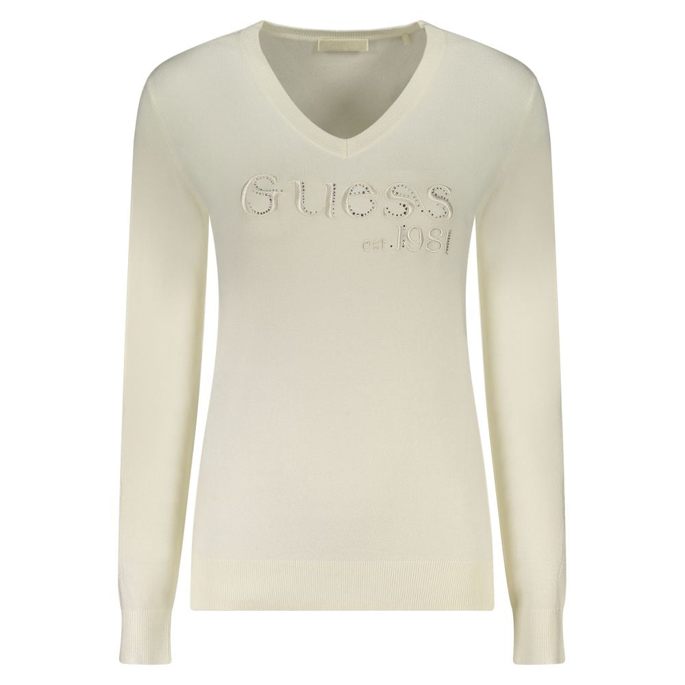 Guess Jeans Bianco Viscosa Women's Long-Sleeved T-Shirt