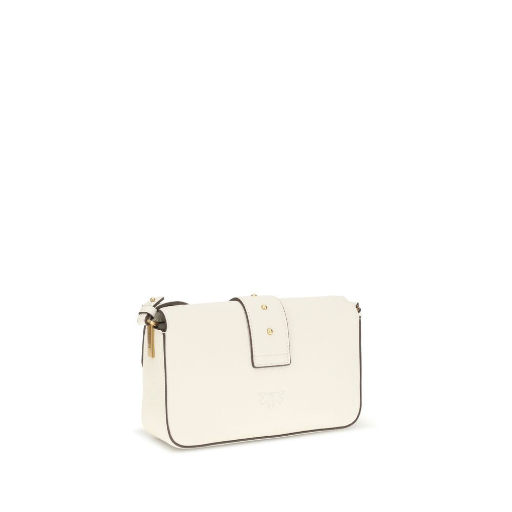PINKO White Calf Leather Bos Taurus Shoulder Bag