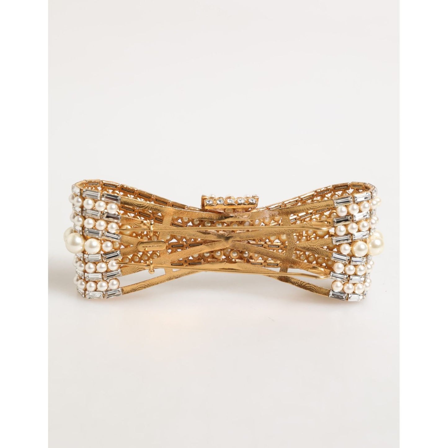 Dolce & Gabbana Gold Brass Glas Crystal Faux Pearl Embellished Brooch