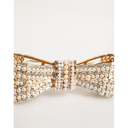 Dolce & Gabbana Gold Brass Glas Crystal Faux Pearl Embellished Brooch