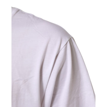 Dolce & Gabbana White Logo Print Cotton Crew Neck Men T-shirt