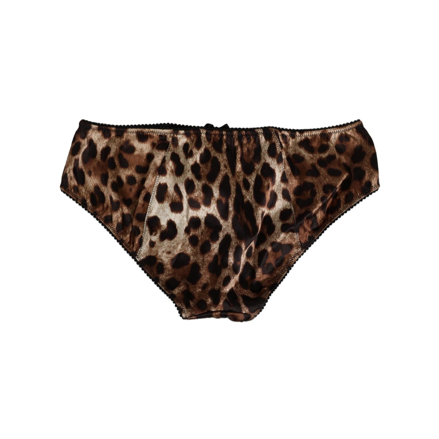 Dolce & Gabbana Brown Leopard Silk Mid Waist Panty Underwear