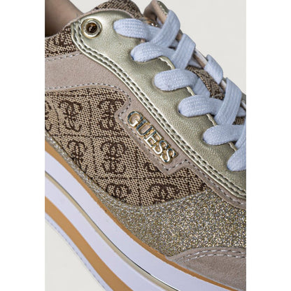 Guess Beige Polyester Platform Sneakers