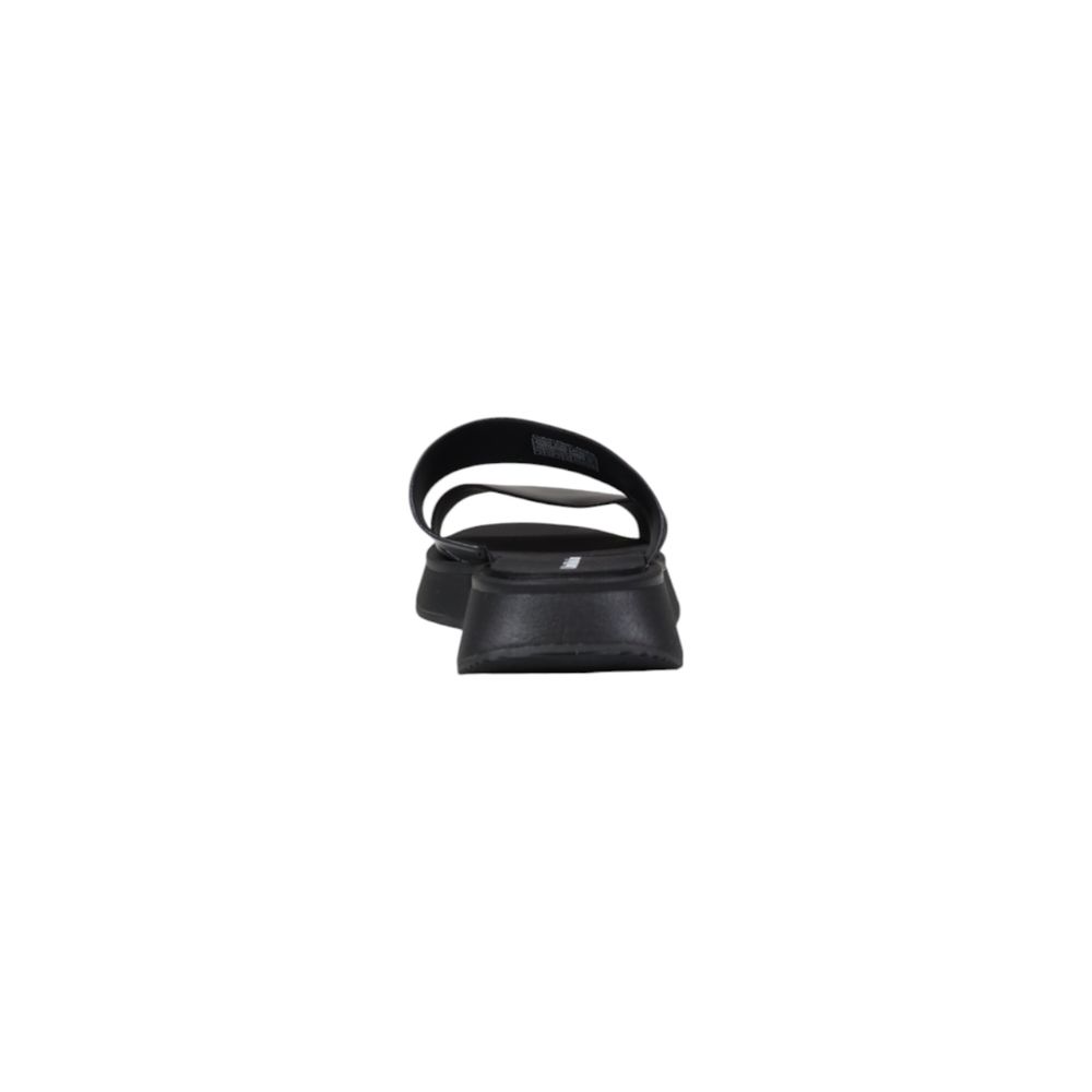 Calvin Klein Jeans Black Leather Flat Sandals