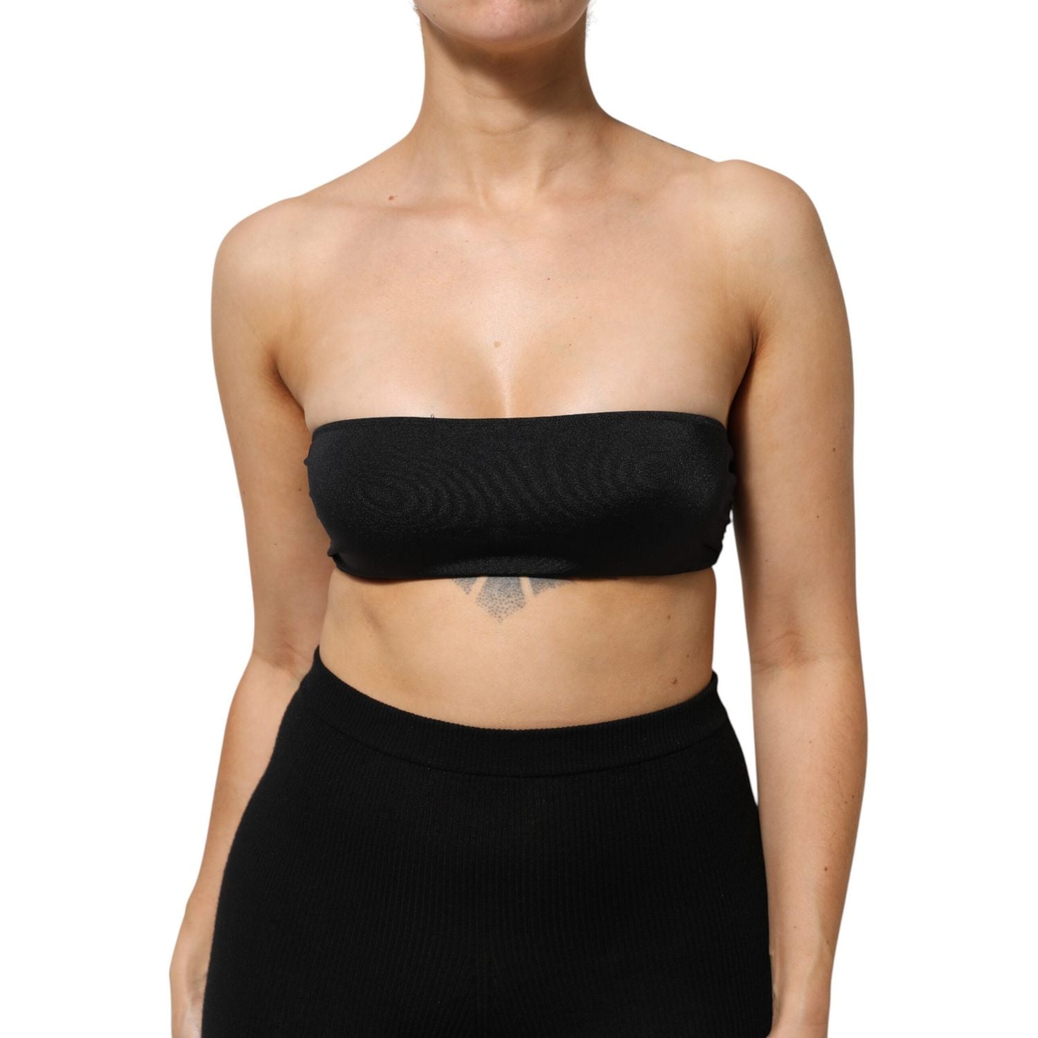 Dolce & Gabbana Black Nylon Blend Bandeau Strapless Tube Top