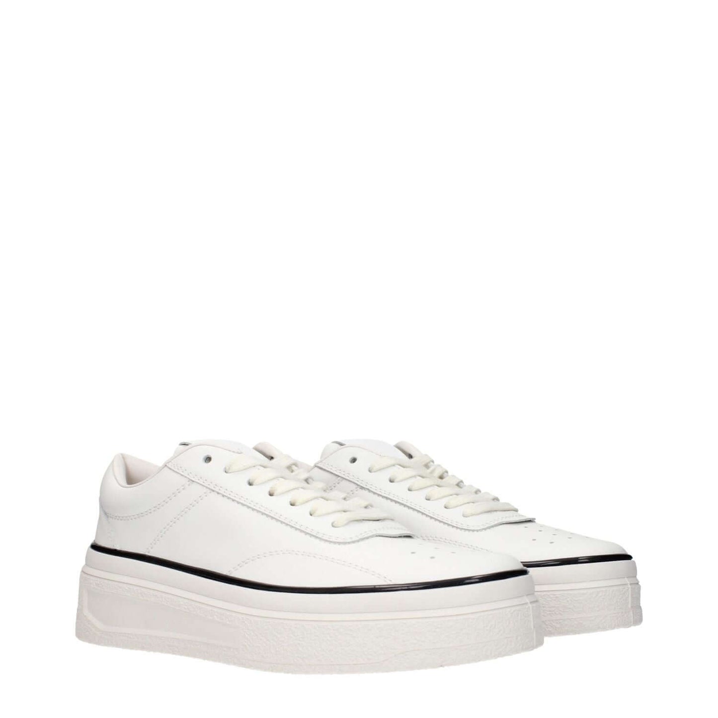 Jil Sander White Leather Platform Sneakers