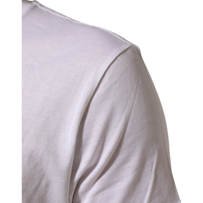 Dolce & Gabbana White Logo Print Cotton Crew Neck T-shirt