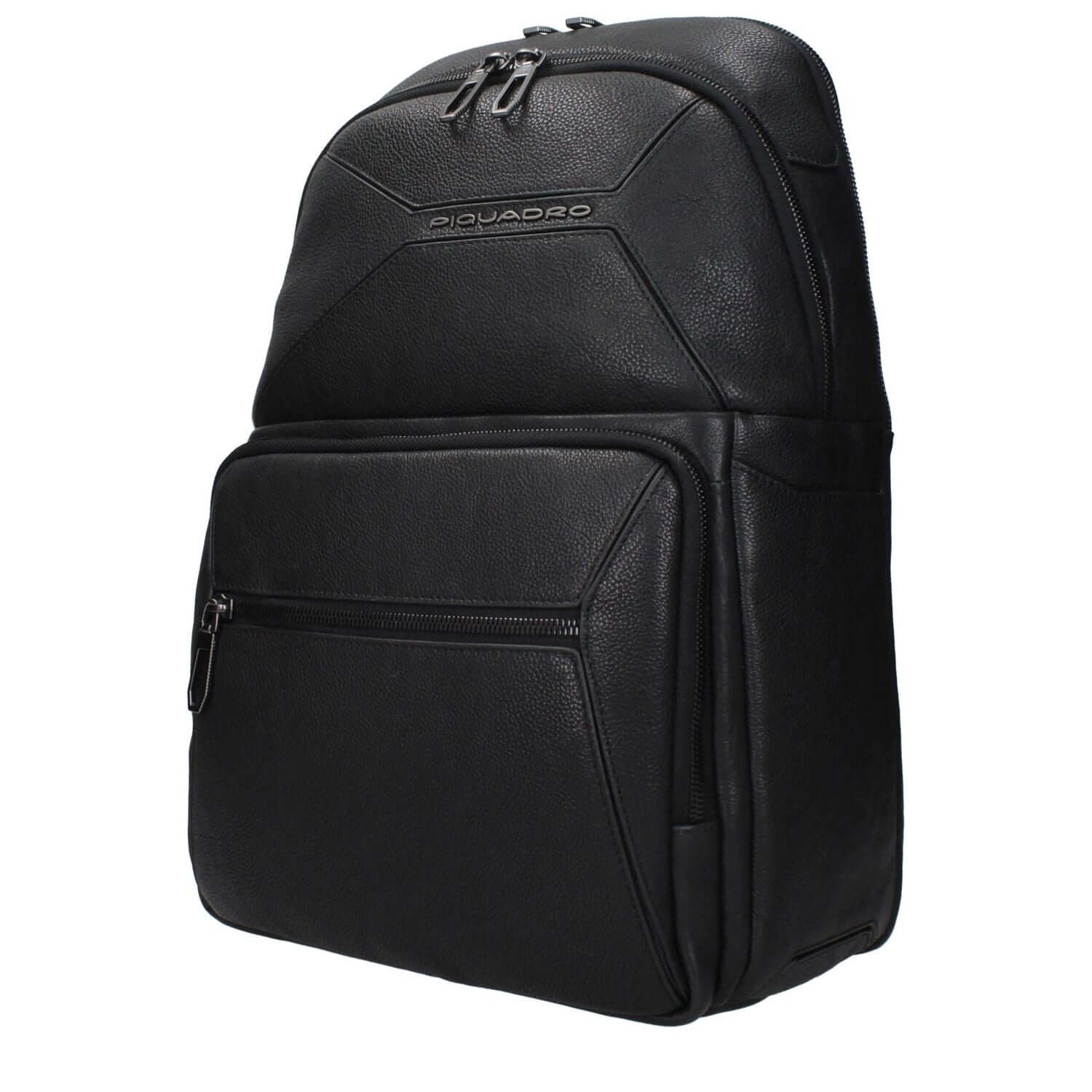 Piquadro Black Leather Backpack