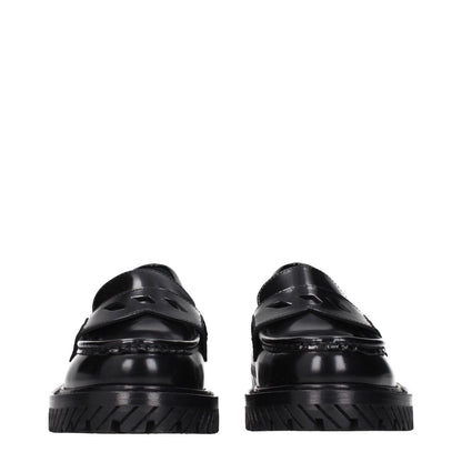 Off-White Black Leather Slip-On Loafers