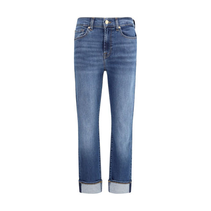 7FOR Blue Cotton Relaxed Fit Jeans