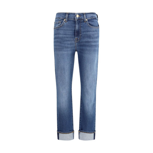 7FOR Blue Cotton Relaxed Fit Jeans
