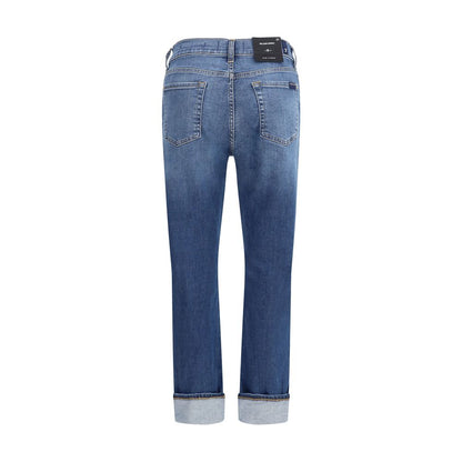 7FOR Blue Cotton Relaxed Fit Jeans