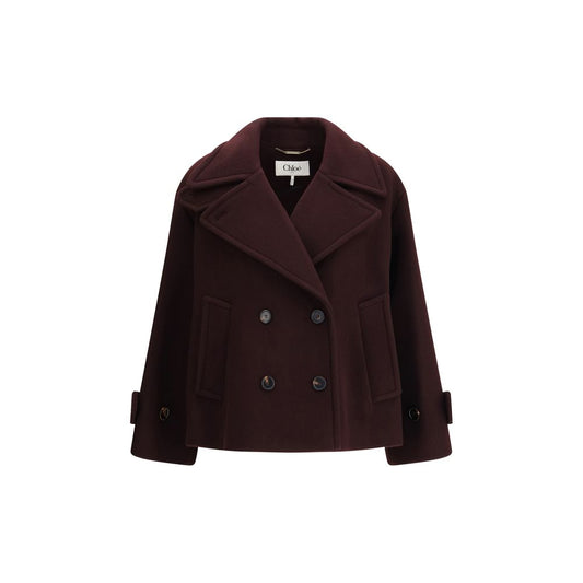 Chloé Bordeaux Fleece Wool Coat