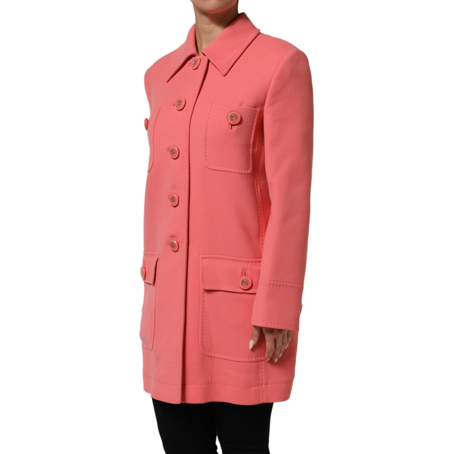 Dolce & Gabbana Pink Buttoned Down Trench Coat Jacket
