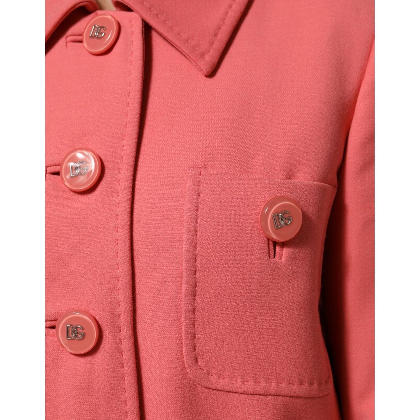 Dolce & Gabbana Pink Buttoned Down Trench Coat Jacket