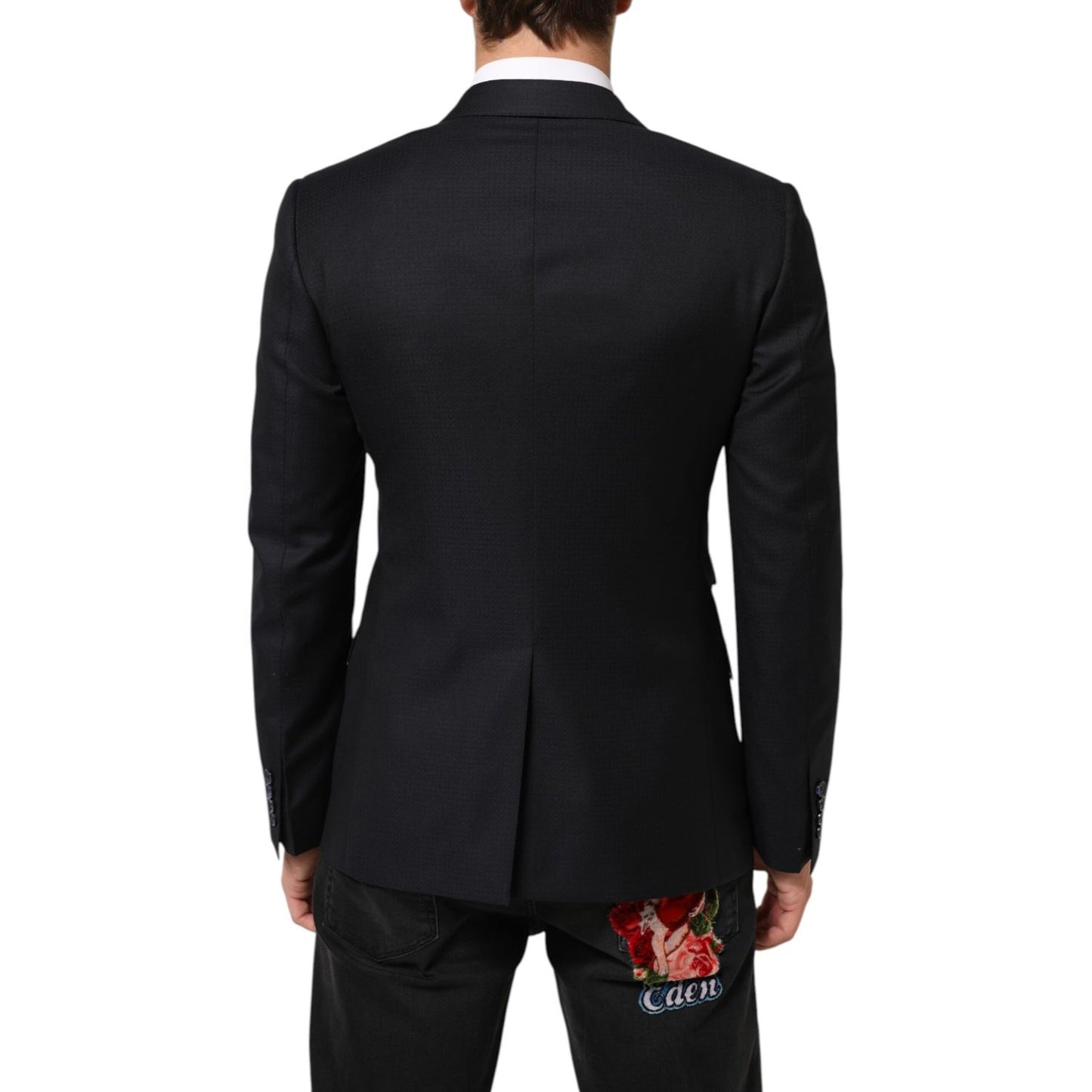 Dolce & Gabbana Black Wool NAPOLI 2 Button Men Suit Blazer