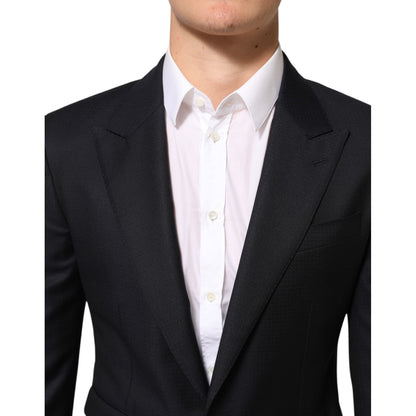 Dolce & Gabbana Black Wool NAPOLI 2 Button Men Suit Blazer