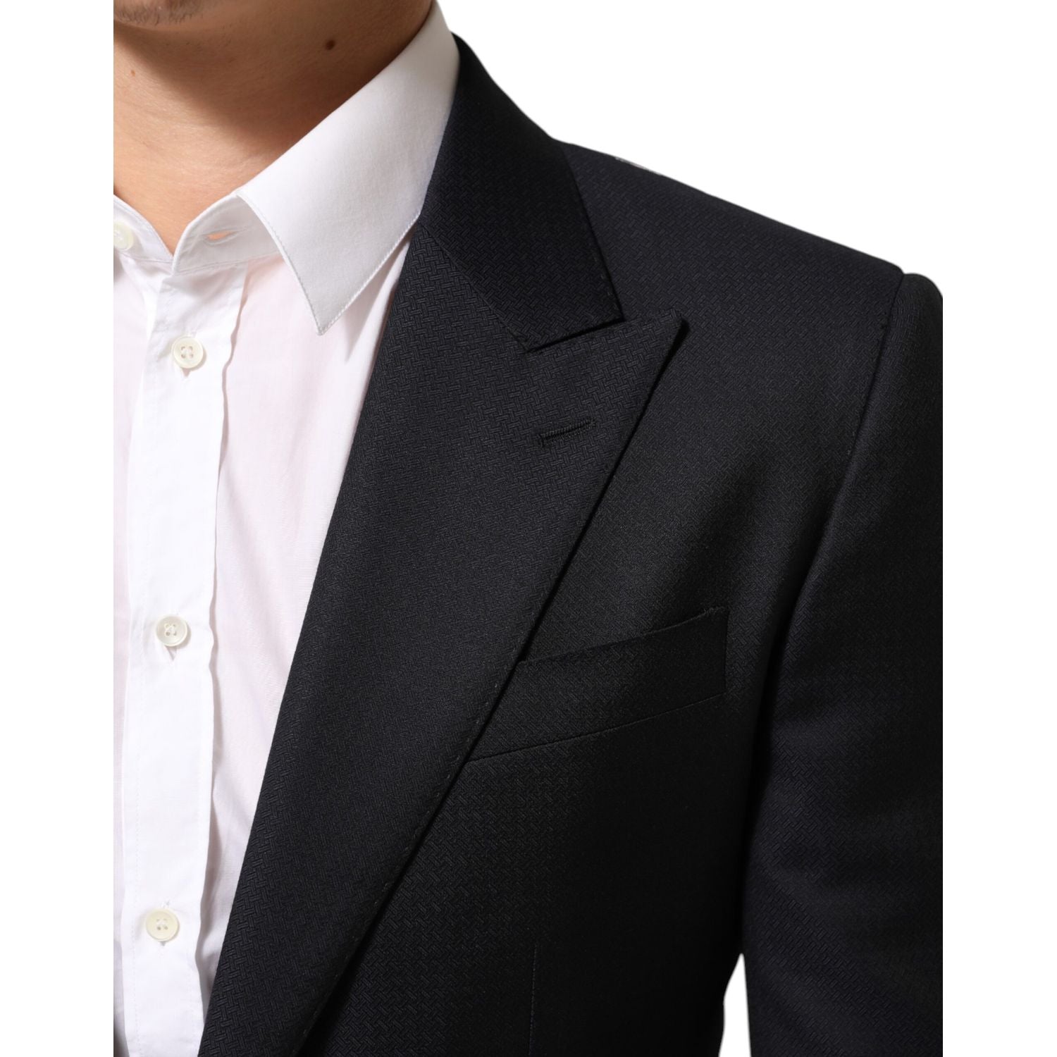 Dolce & Gabbana Black Wool NAPOLI 2 Button Men Suit Blazer
