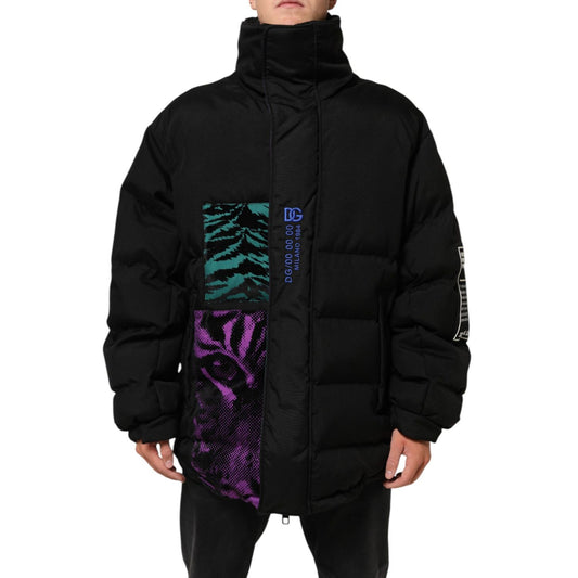 Dolce & Gabbana Black Nylon Puffer Men Full Zip Jacket