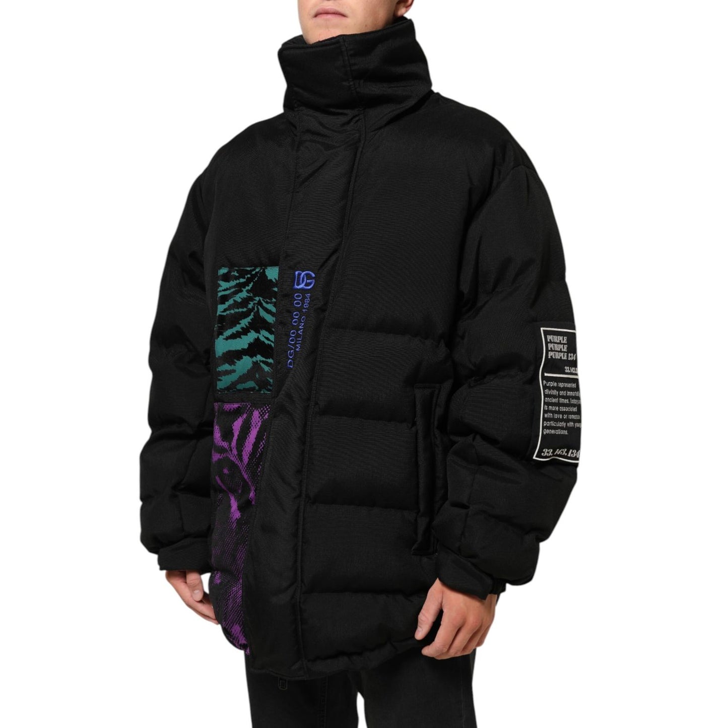 Dolce & Gabbana Black Nylon Puffer Men Full Zip Jacket