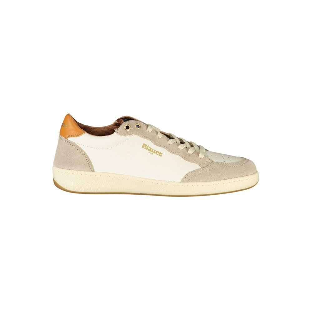 Blauer White Leather Men Sneaker
