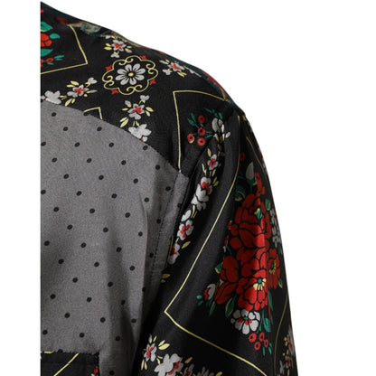 Dolce & Gabbana Multicolor Patchwork Long Sleeves Silk Shirt